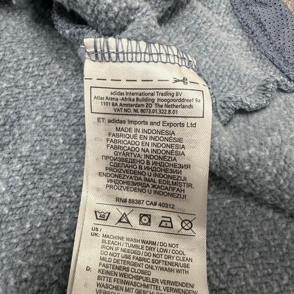 Adidas Mens Gray Two Toned Navy Blue Gray Men L 3-Stripes Logo Sweatshirt Hoodie - Picture 9 of 9